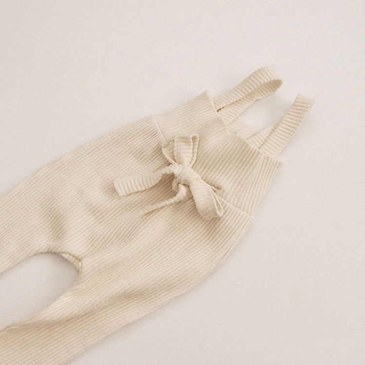 Knitted Cotton High-Waist Overalls – Spring/Autumn Baby Pants