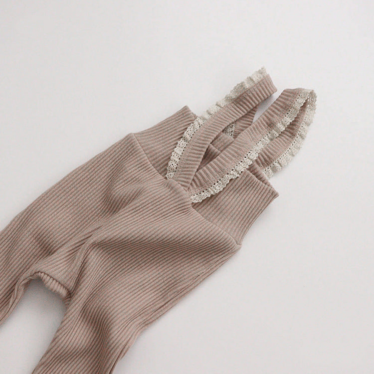 Knitted Cotton High-Waist Overalls – Spring/Autumn Baby Pants