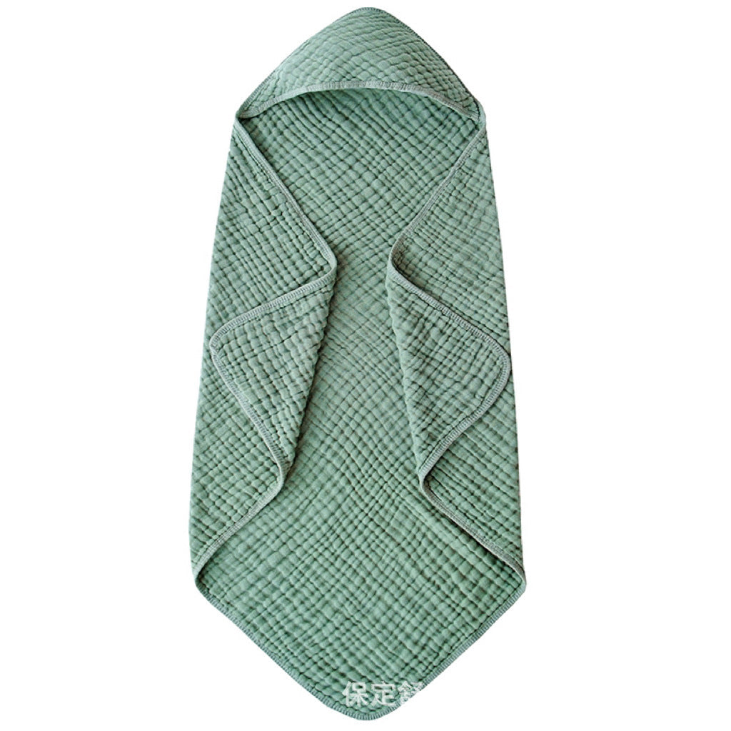 Hooded Muslin Cotton Baby Bath Towel 90x90cm | Green Baba
