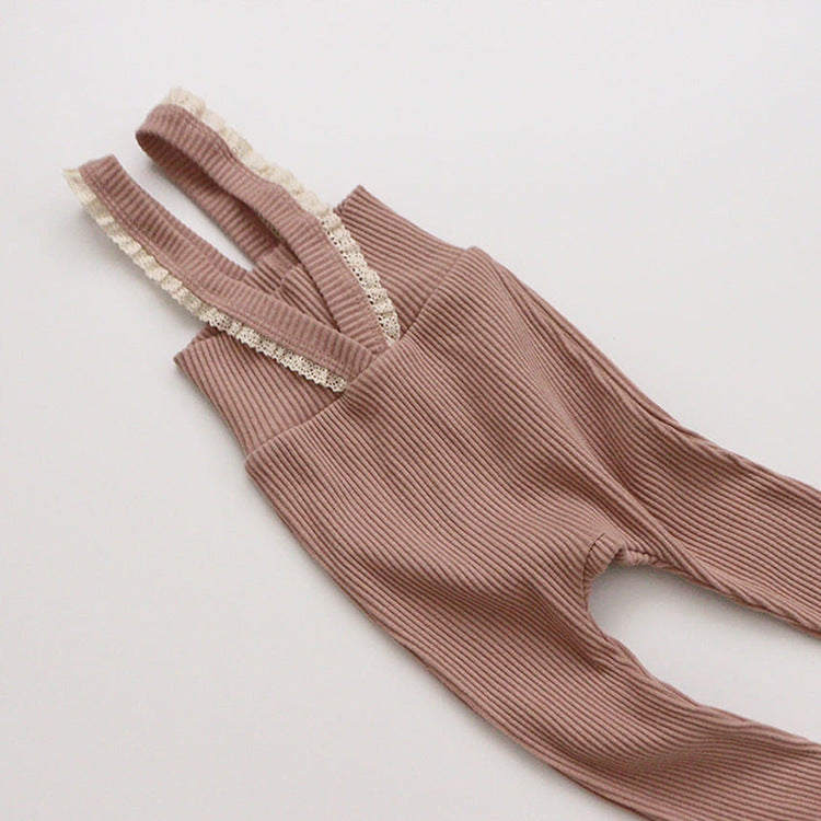 Knitted Cotton High-Waist Overalls – Spring/Autumn Baby Pants