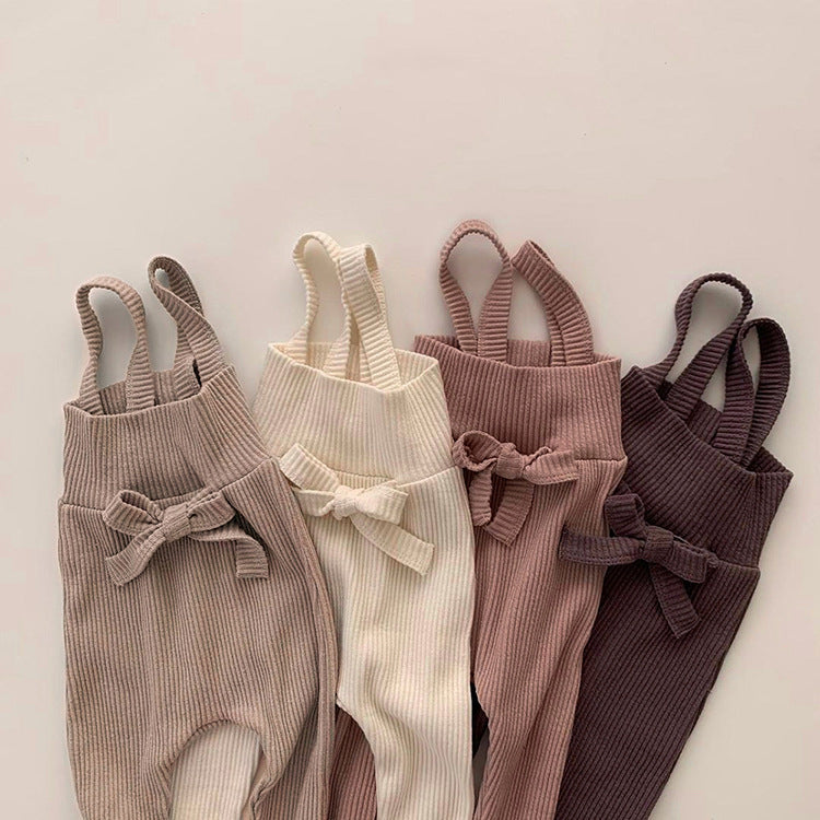 Knitted Cotton High-Waist Overalls – Spring/Autumn Baby Pants