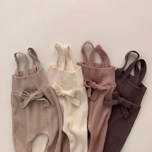 Knitted Cotton High-Waist Overalls – Spring/Autumn Baby Pants
