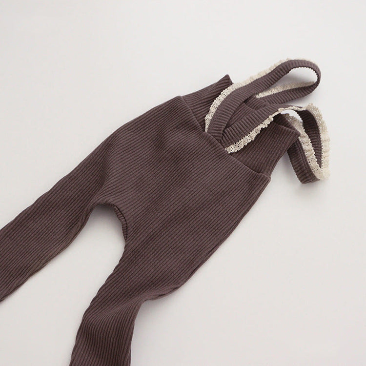 Knitted Cotton High-Waist Overalls – Spring/Autumn Baby Pants