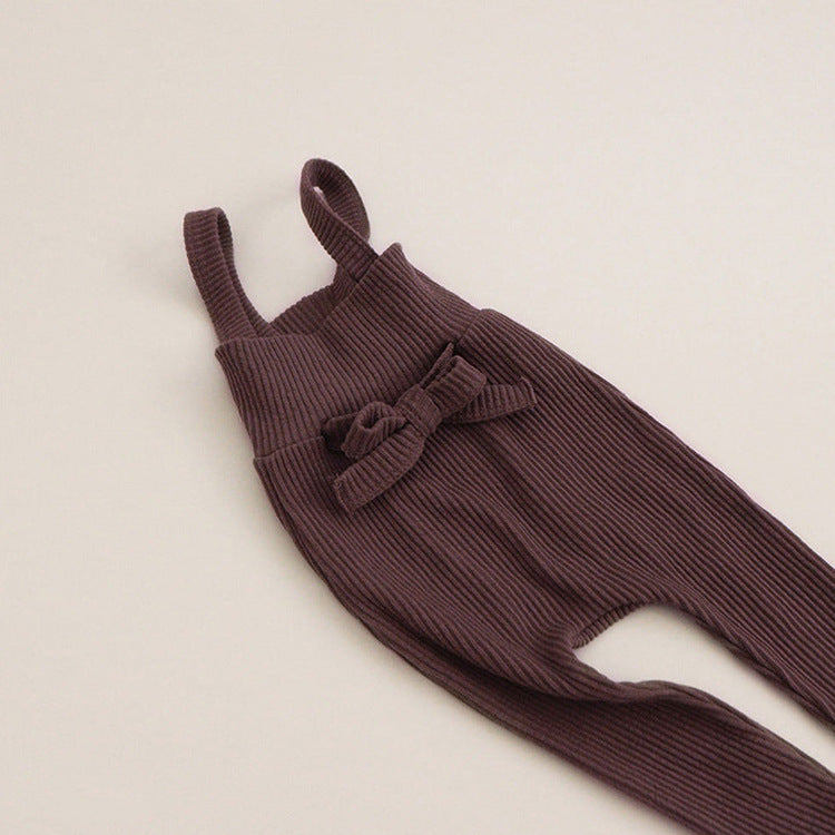 Knitted Cotton High-Waist Overalls – Spring/Autumn Baby Pants